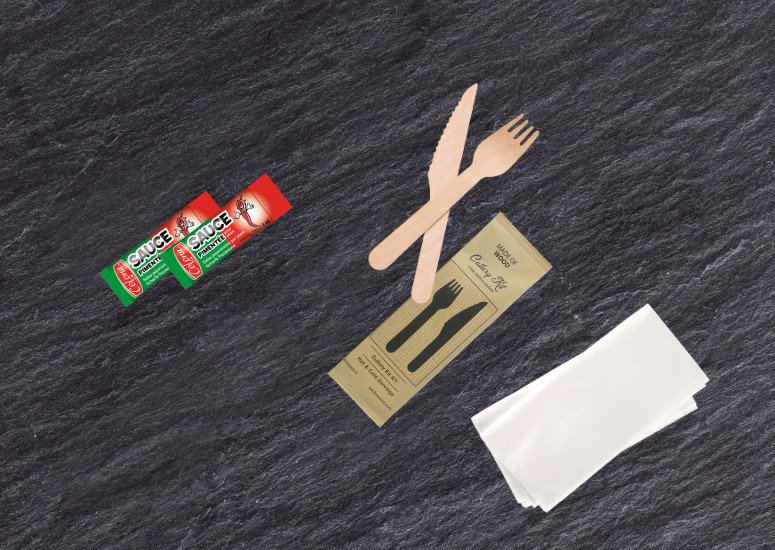 pack huile pimentée & couverts 1 personne